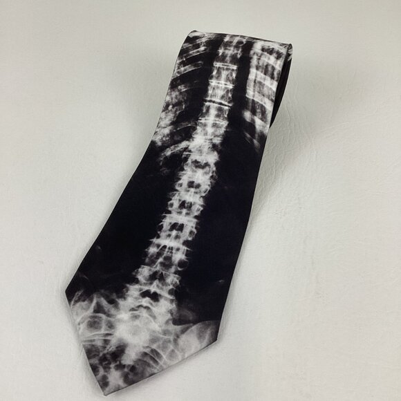 Three Rooker X-Ray Skeleton Necktie Novelty Neckwear Doctor Bones Halloween - Picture 1 of 6